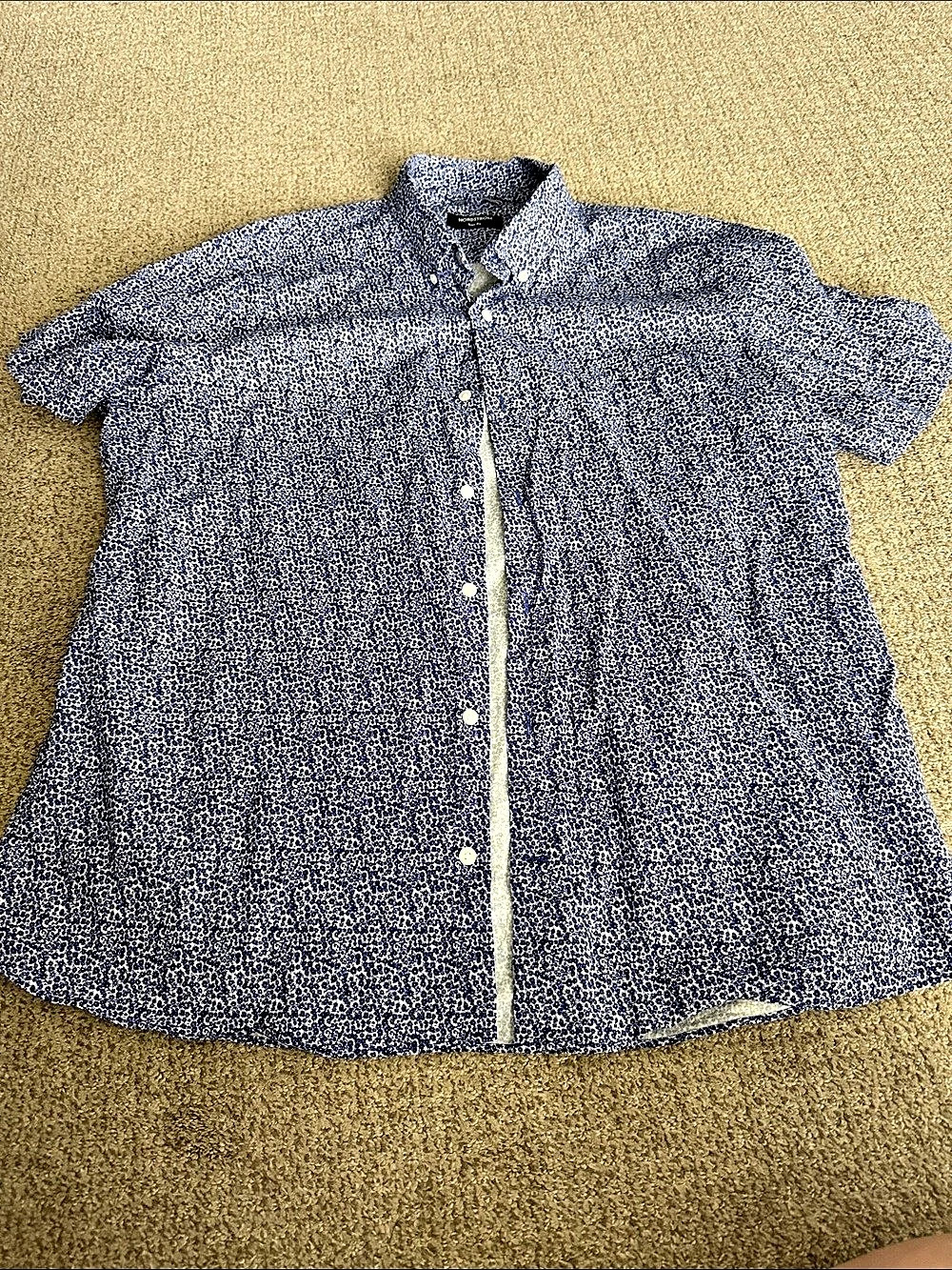 Nordstrom Trim Fit Short Sleeve Cotton-Linen Floral Button-Down Shirt Floral